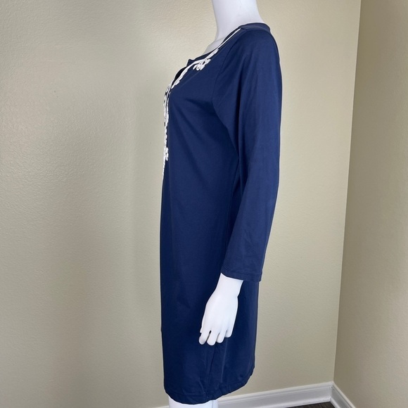 Lilly Pulitzer Women’s Size L Navy Pima Cotton Marina Embroidered Shirt Dress - Picture 6 of 14